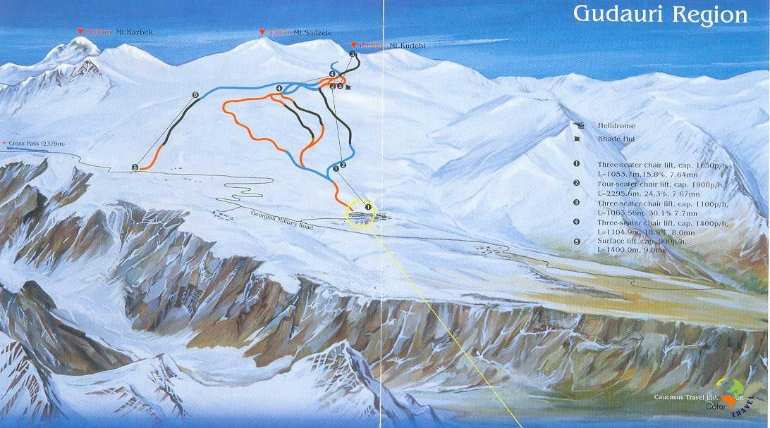 Гудаури горнолыжная карта трасс